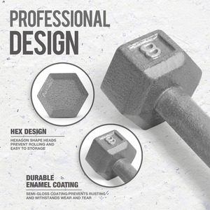 Bán Buôn Biểu Tượng Tùy Chỉnh Hex Quả Tạ £ Rắn Hexagon Grey Quả Tạ Đặt 5-100LB 30Kg Thẳng Xử Lý Trọng Lượng Hex Quả Tạ - Product Image 2