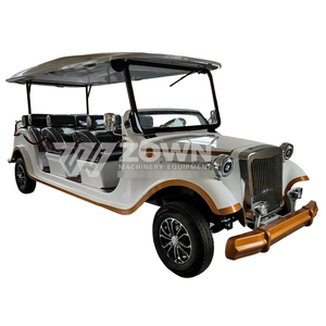 Voiture électrique classique vintage blanche avec garnitures brunes, toit ouvert, 4 places, homologuée pour la route, véhicule de tourisme pour adultes - Product Image 3
