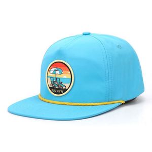 Custom Logo High Quality 5 Panel Quick Dry Flat Brim Caps Sublimated Printing <b>Patch</b> Rope Snapback Hat - Product Image 2