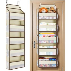 Over The Door Organizer Storage 5 Tier With 10 <b>Mesh</b> Pockets Beige Hanging Closet Organizer For Bathroom Toy Storage - Product Image 1