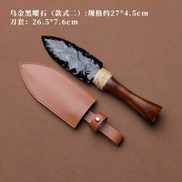 Couteau de combat en obsidienne noire naturelle Stiletto sculpté à la main en obsidienne couteau de martelage à la main pour cadeau d'artisanat en cristal vente en gros