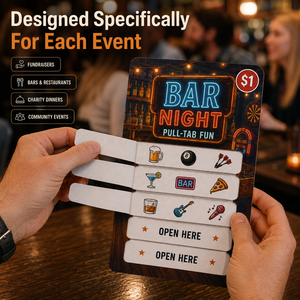 Custom Printed Five Window Pull Tab Tickets Break Open Instant Win Lottery Game Cards for Bars Fundraisers and Charity Events - Product Image 4