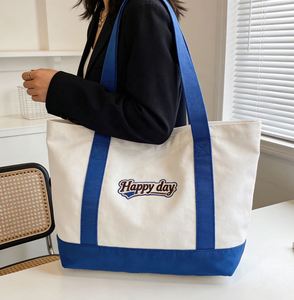Eco-Friendly Custom Letter Pattern <b>Large</b> 12oz Cotton Canvas Tote <b>Bag</b> with <b>Gift</b> & Travel Reusable Grocery Shopping - Product Image 3
