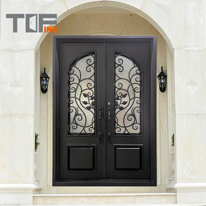 Elegant front iron <strong>door</strong> design <strong>with</strong> unique ornamental <strong>ironwork</strong> and full panel frame for luxurious home <strong>entrances</strong> - Product Image 3