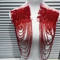 Patchs d'épaule brodés 3D de créateur avec pompons, décalcomanies 3D en strass en forme de fleur à coudre, écologiques pour vêtements