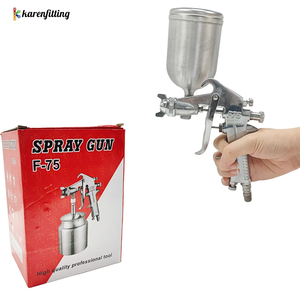 Pistolet de pulvérisation pneumatique industriel F-75 à haute atomisation, buse de 1,3 mm, pour peinture automobile, meubles en aluminium, colle, avec pot supérieur - Product Image 1