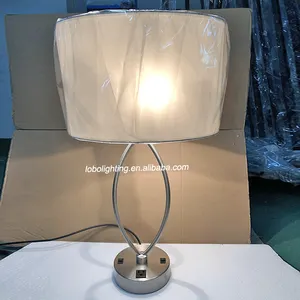 hotel bedside desk table lamp with outlets and usb