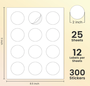 Étiquettes adhésives rondes imprimables, adhésif thermofusible, faciles à décoller, imprimables pour imprimantes laser/jet d'encre - Product Image 4