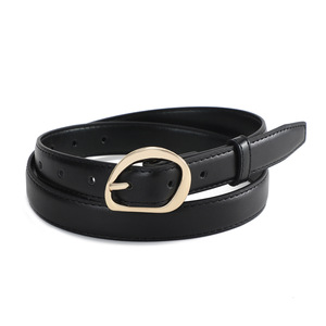 Merlad Genuine Leather Belt Black Cow Hide Rectangular Alloy Buckle Women's Waist Accessory Leisure Style Durable - Product Image 1