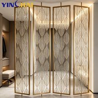 YINGHAI Cloison en verre trempé découpée au laser avec motif feuille en acier inoxydable de luxe personnalisée, durable, imperméable et multifonctionnelle