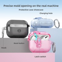Vente en gros d'étuis transparents personnalisés en cristal clair avec verrouillage pour les nouveaux accessoires AirPods 4 Pro 2 Pro 3, fourniture d'usine