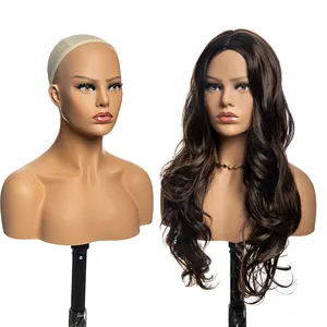 New Product Head Makeup Realistic New Wig Display Plastic Mountable Base Eyelash Realistic Mannequin Head with Shoulder