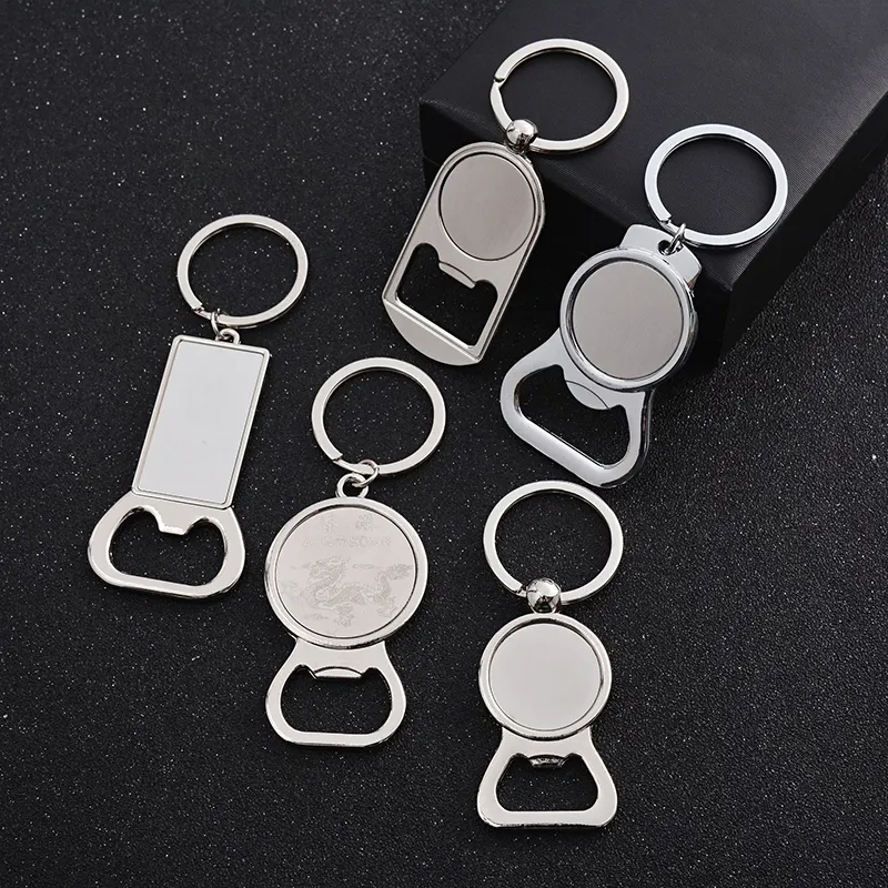 Wholesale Cute Engraveable Logo Metal Custom Keyholder Key Ring Beer Key Chain Bottle Opener Key Holder Keyring Bottle Opener