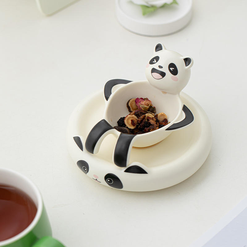 BAMBUS Eco-Friendly Panda Bath Porcelain Coffee Tea Cup Creative Cute Mug Gift Support Custom Engraving Logo 300mL Modern