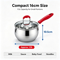 Ensemble de casseroles en acier inoxydable de qualité supérieure avec casserole à lait et poêle, poignées en silicone, écologique, compatible induction et gaz, passe au lave-vaisselle