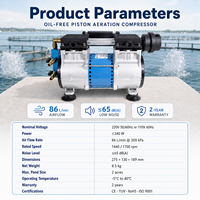 Aérateur sans huile à cabinet fermé 86L/min 4 diffuseurs pour étang et lac de poissons moyens 2 acres Certifié CE TUV