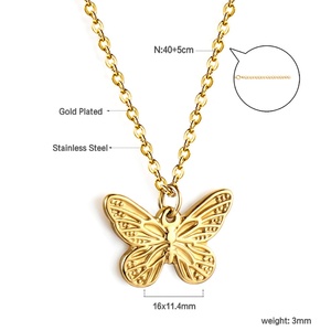 Collares de Moda Personalizables al por Mayor, Cadenas de Acero Inoxidable Chapadas en Oro de 18k, Gargantillas con Colgante de Mariposa, Joyería para Mujer - Product Image 4