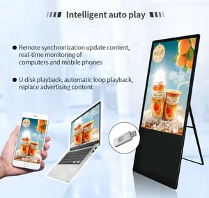 Cartaz de publicidade de sinalização digital portátil para quiosque digital LCD interno de 43 polegadas