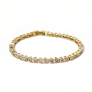 Tianyu Gems Wholesale Gold Plated <b>Copper</b> Rhinestone Tennis <b>Bracelet</b> Sparkling Round Stone Link Fashion Jewelry for Women - Product Image 1