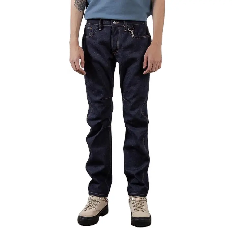 DiZNEW 2021 Wholesale High Quality Mens Straight Leg No Washed Blue Raw Denim Jeans