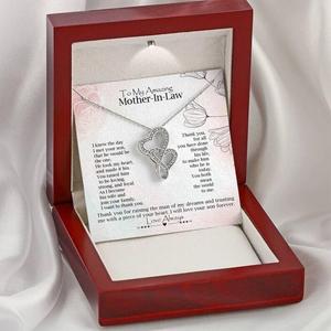 Collar de Cobre para Mi Maravillosa Suegra con Tarjeta de Texto Personalizado - Colgante de Doble Corazón, Regalo Clásico de Agradecimiento - Product Image 3