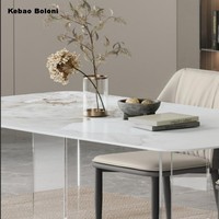 Moderner 4-Sitzer Schwebender Esstisch mit Transparenter Acrylbasis und Rechteckigem Schiefertisch für Heim- und Büromöbel