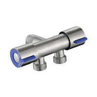 Robinet d'angle en acier inoxydable brossé, raccord en T bidirectionnel, pour shattaf, bidet et toilettes, écologique, 1/2 pouce, moderne, pour salle de bain