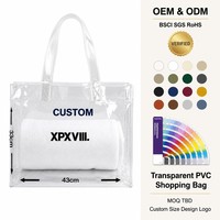 Sac à main écologique transparent en PVC, sacs cadeaux et promotionnels avec poignée et bouton