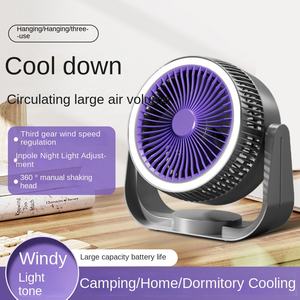 Ventilador de escritorio portátil multifuncional alimentado por USB 5V refrigeración por aire para el hogar coche al aire libre <span class=keywords><strong>Camping</strong></span> luz nocturna sacudiendo la función de cabeza - Product Image 3