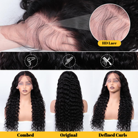Perruques en cheveux humains vietnamiens bruts, ondulation profonde, densité 200, dentelle HD 13x6, sans colle, nœuds blanchis