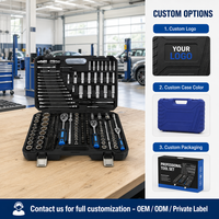 Ensemble d'outils de réparation automobile professionnels OEM de 216 pièces, clés à cliquet en acier au chrome-vanadium durable, douilles, mallette rigide