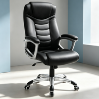 Silla de Oficina Moderna Tapizada, con Cojín Grueso de Esponja, Base de Metal Cromado, Silla de Trabajo con Reposabrazos Acolchados para Sala de Estudio