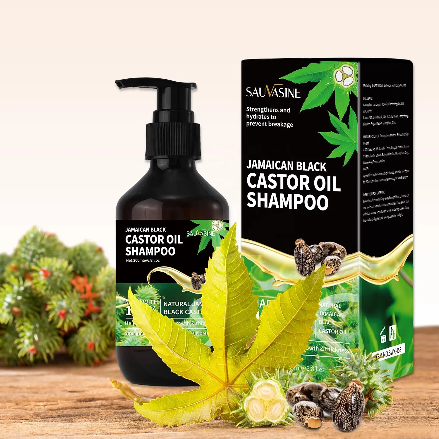 Etiqueta privada Jamaican Black Castor Oil Serum Champú para el cuidado del cabello Venta caliente