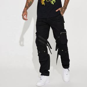 Logotipo bordado de alta calidad, tela de algodón, múltiples bolsillos de carga, correa de hebilla de pierna recta, pantalones Cargo para hombre - Product Image 3