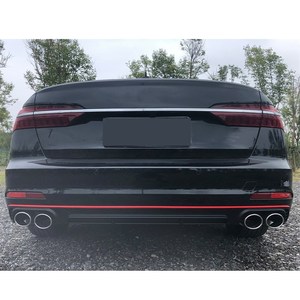 Nero con diffusore posteriore bordo rosso con tubi di scarico per Audi A6 C8 2019-2022 aggiornamento <span class=keywords><strong>S6</strong></span> tipo auto diffuso paraurti posteriore labbro - Product Image 3