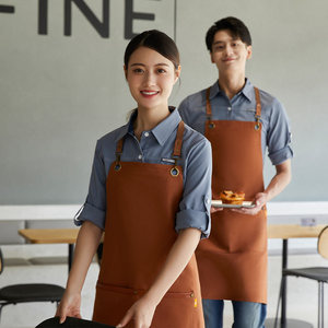 ผ้ากันเปื้อนสายสะพายไหล่ปรับได้ ขนาดเดียว สีน้ำตาลเข้ม ป้องกันคราบสกปรก สำหรับร้านบาร์บีคิวและร้านหม้อไฟ - Product Image 4