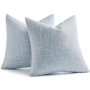 Fundas de Almohada Decorativas de Lino y Arpillera para Primavera, Color Azul Claro, Estilo Rústico, Modernas, Suaves, para Sofá - Product Image 1