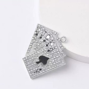 Fornitura all'ingrosso di ciondoli di lusso con orsetto in metallo tempestato di diamanti, per decorazione di custodie per cellulari, con gancio, fai da te - Product Image 1