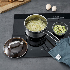 304 Stainless Steel Double Handle Thickened <strong>Steamer</strong> <strong>Pot</strong> Glass Cover Small Size Straight Type For Baby Food Porridge Induction - Product Image 2