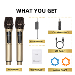 Sistema de Micrófono Inalámbrico OEM W102 con Cancelación de Ruido, Luces LED y Alcance de 50m para Karaoke, Conferencias y Uso en Escenarios - Product Image 2