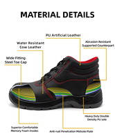 Chaussures de sécurité pour hommes à embout d'acier, semelle intermédiaire en acier, semelle antidérapante en PU, résistantes aux perforations, en cuir, pour l'industrie et l'atelier