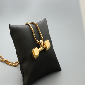 Yunnique – collier avec pendentif haltère en acier inoxydable, bijoux unisexes à la mode, cadeau - Product Image 2