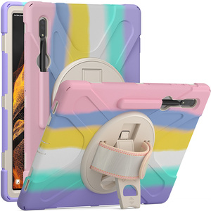 Per <span class=keywords><strong>Samsung</strong></span> Galaxy <span class=keywords><strong>Tab</strong></span> <span class=keywords><strong>S8</strong></span> Ultra X900 <span class=keywords><strong>cover</strong></span> antiurto in silicone per impieghi gravosi con tracolla e supporto rotante 360 - Product Image 2