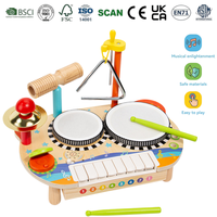Jouet musical multifonctionnel en bois pour enfants avec clavier de piano, tambours et percussions, table sensorielle éducative Montessori pour la petite enfance