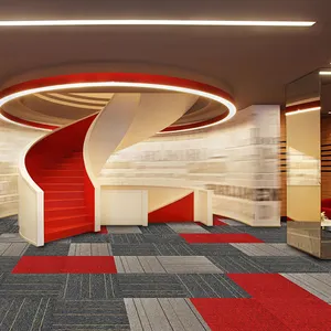 New Design Wholesale Luxury Flooring Red Carpet Squares Tiles Commercial
