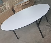 Table de restaurant pliante moderne et durable en contreplaqué, design en fer, pour hôtels, salles de banquet, repas en plein air