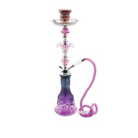 Chicha Arabe de Luxe, Ensemble à Tube Unique, Base en Verre Violet, Design Carré Miroir en Fer, Durable, Portable, Coffret Cadeau RS