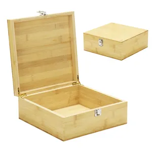 Grosir kotak kemasan penyimpanan kayu bambu cetak Logo hadiah kustom kayu bambu dengan kunci