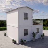 Villa Contenedor de Dos Pisos con Techo a Dos Aguas y Pared de Vidrio de Piso a Techo