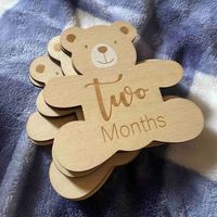 Annonce de naissance : Bonjour le monde – Ensemble de disques muraux en bois peints en forme d'ours pour bébé, cadeau pour les étapes importantes